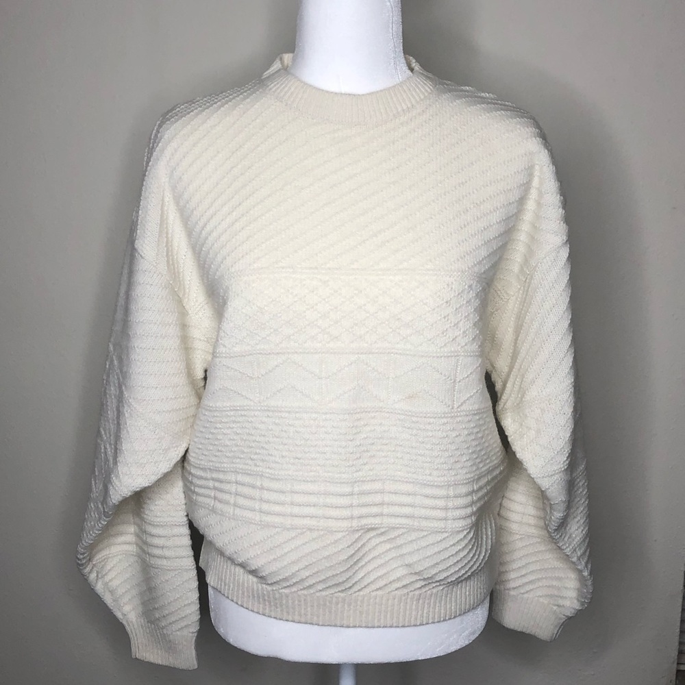 Vintage Gloria Vanderbilt Ivory Wool Knit Sweater
